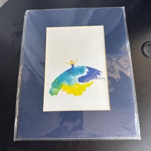 Leva's Divas Watercolor Sparkle Dancer Art Print‎ Ballerina Heart Blue 10x12